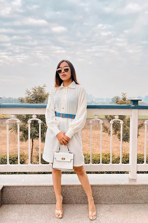 Kyra White Woollen Dress